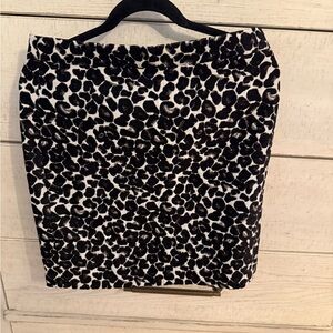 J. Crew Black and White Animal Print Wool Pencil Skirt